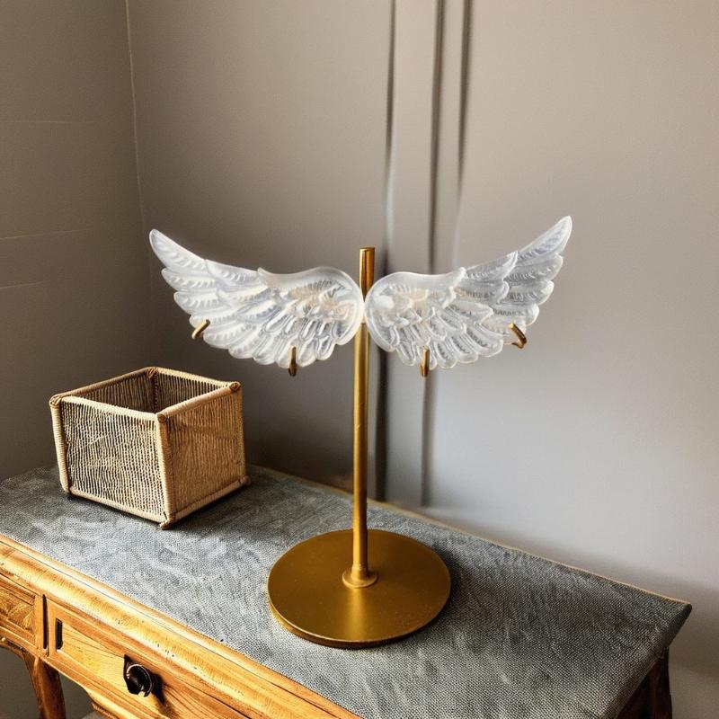 2PK Middle Polished Natural White Selenite Angel Wing 