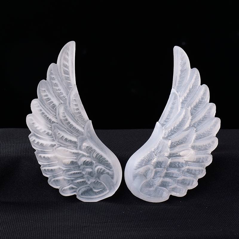 2PK Middle Polished Natural White Selenite Angel Wing 2PK Middle Polished Natural White Selenite Angel Wing