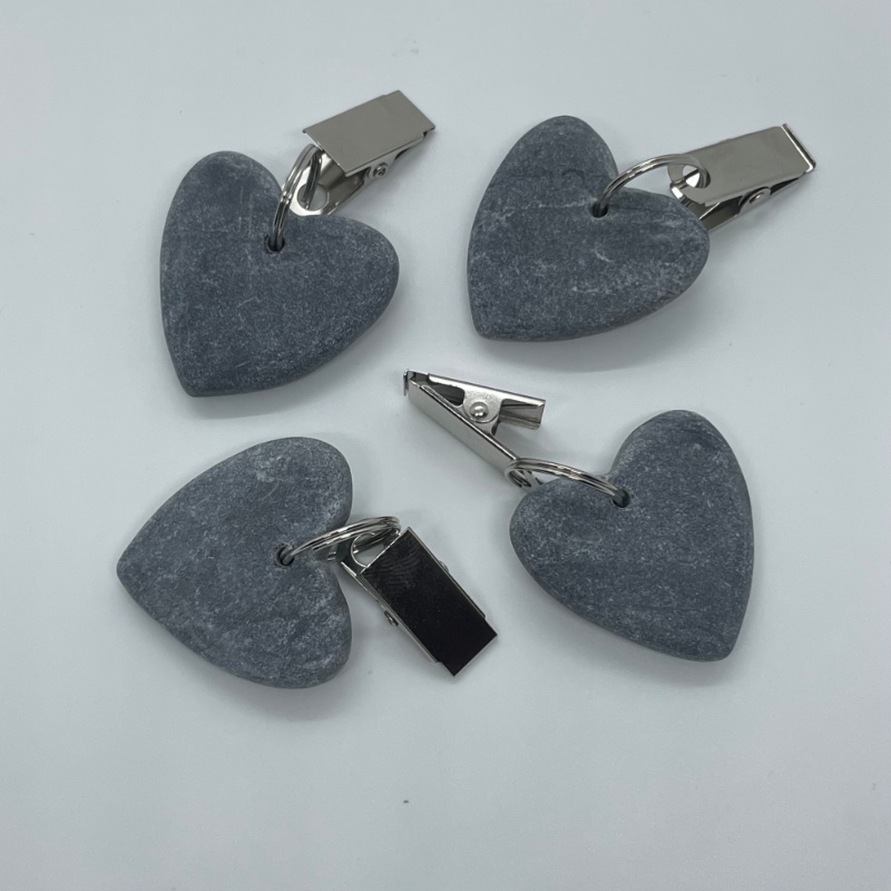 4pcs Marble Grey Heart Tablecloth Weight With Metal Slip 4pcs Marble Grey Heart Tablecloth Weight With Metal Slip
