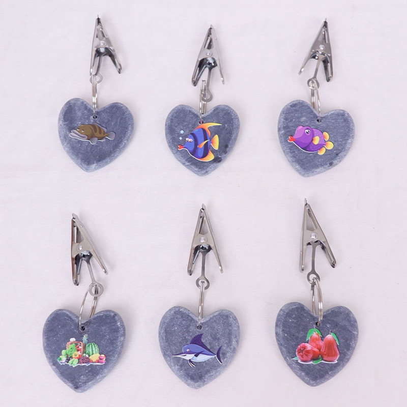 6 Pieces Grey Heart Marble Stone Tablecloth Pendant 6 Pieces Grey Heart Marble Stone Tablecloth Pendant