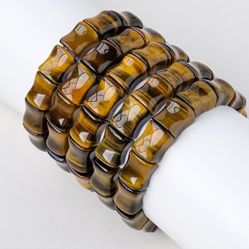 Carved Bamboo Shape Tiger Eye Bracelet Carved Bamboo Shape Tiger Eye Bracelet