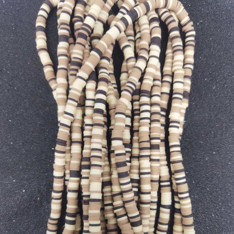 Flat Round Polymer Clay Beads Strand Flat Round Polymer Clay Beads Strand