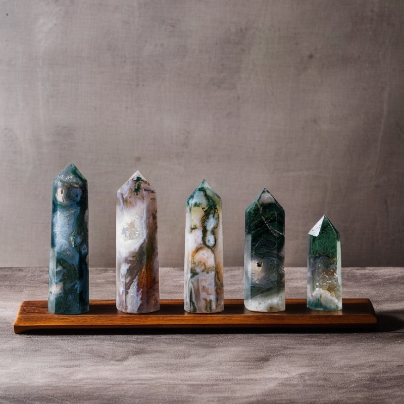 Natural Polished Aquatic Agate Carved Tower - 副本 Natural Polished Aquatic Agate Carved Tower - 副本