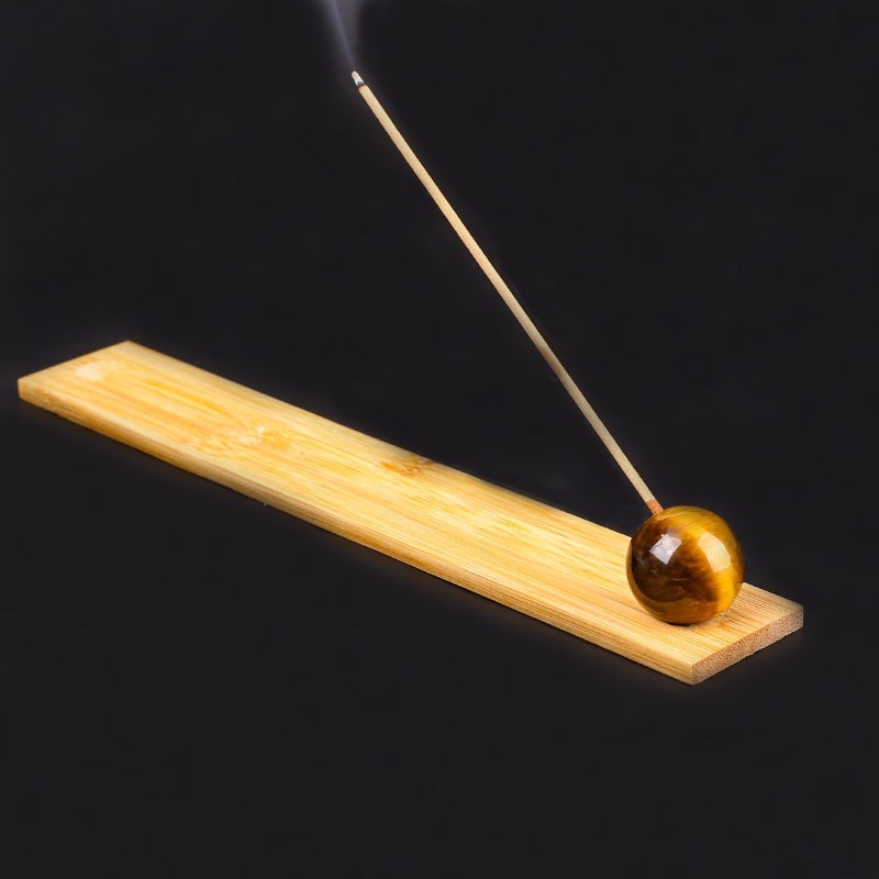 Polished Natural Crystal Incense Stick With Bamboo Holder Polished Natural Crystal Incense Stick With Bamboo Holder
