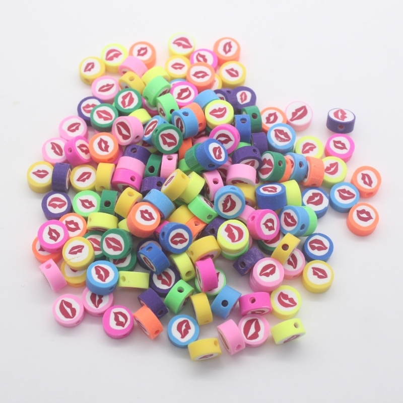 Round Lip Shape Soft Polymer Clay Beads Round Lip Shape Soft Polymer Clay Beads