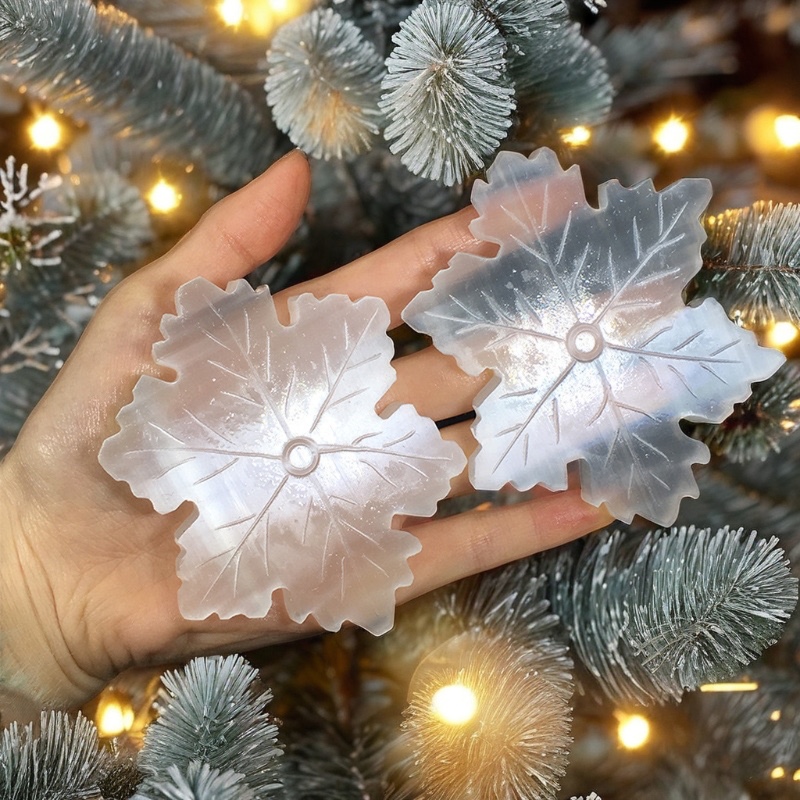 White Selenite Snowflake Healing Crystal Stone White Selenite Snowflake Healing Crystal Stone